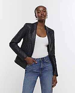 Stone faux leather jacket sale