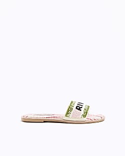 Navy beaded RI sliders River Island