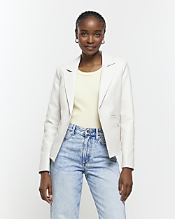 River island white leather jacket new arrivals
