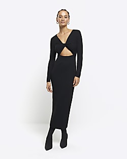 River island ribbed midi dress top