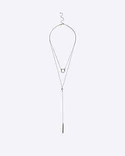 Silver Disc Multirow Necklace