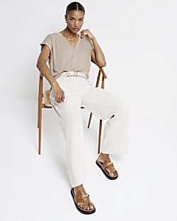 Beige toe thong sandals River Island