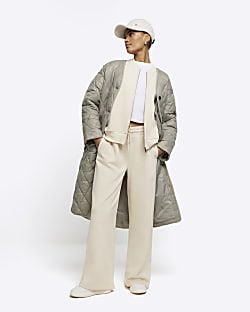 Cream wide leg joggers outlet