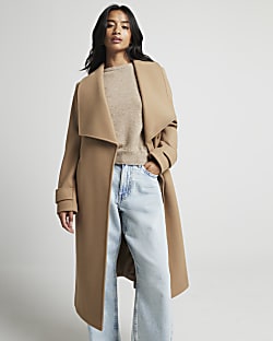 Black wrap coat petite discount