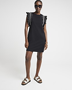 Black dress red trim top