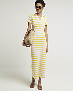 Yellow white striped dress cheap
