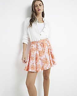 Black aztec mini skater skirt River Island