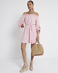 River island white bardot dress hotsell