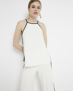 Cream taped cami top