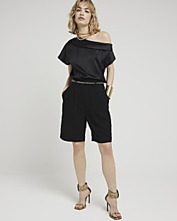 Black off shoulder short sleeve top