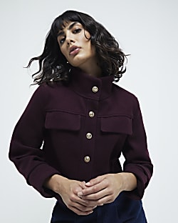 Black Funnel Neck Jacket River Island