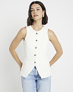 Cream crew neck waistcoat