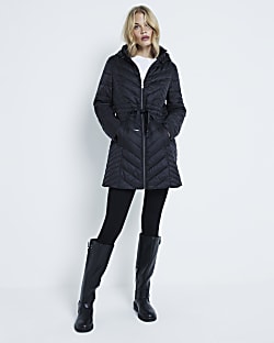 River island womens black coat top