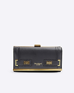 Black lock clip top purse River Island