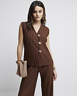 Brown Plisse Waistcoat