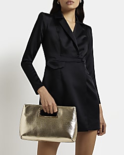 Gold Metal Handle Clutch Bag