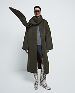 Khaki river island coat best sale