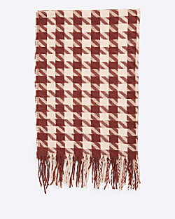 Pink Dogtooth Check Scarf