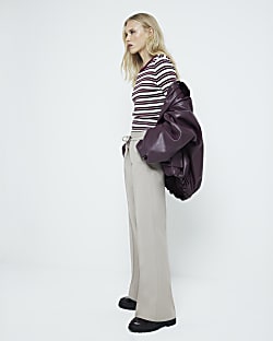 Beige tailored wide leg joggers