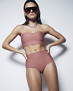 Pink Bandage Bandeau Bikini Top