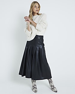 Black faux leather skirt river island outlet
