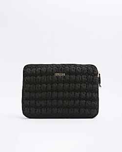 Black quilted laptop bag deals