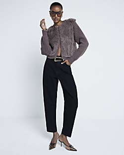 Black Denim Barrel Jeans