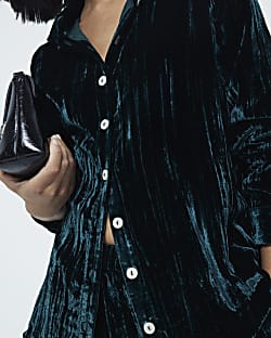 Green Velvet long sleeve Shirt