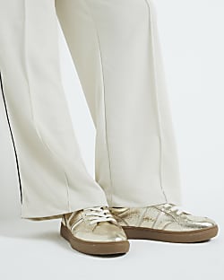 Gold Metallic Lace Up Trainers