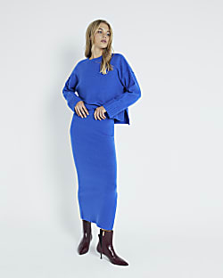 Blue Ribbed Jumper