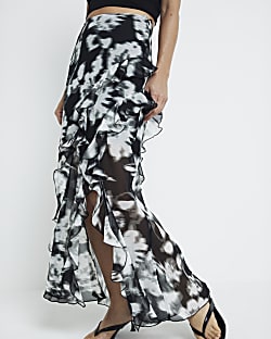 Black floral maxi skirt new arrivals