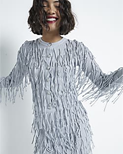Silver dress cardigan top