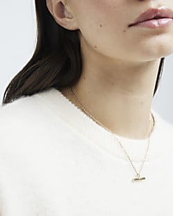 Gold April birth stone necklace River Island