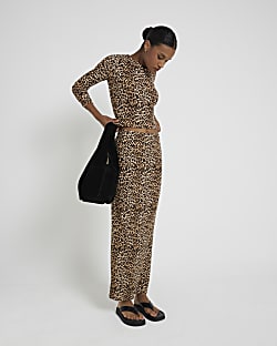 River island lime leopard print wrap skirt on sale