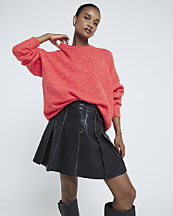 Red knit oversized jumper