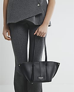 Black Leather Small Wing Tote Bag