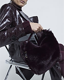 Red fur purse sales
