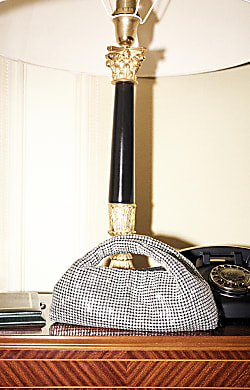 Silver Diamante Scoop Clutch Bag