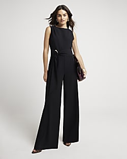 Black belted jumpsuit River Island