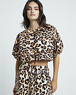 River island red leopard print top on sale