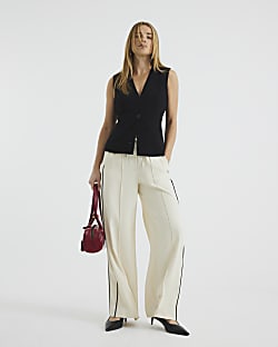 Black V Neck Button Front Waistcoat