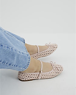 Pink Raffia Ballet Pumps
