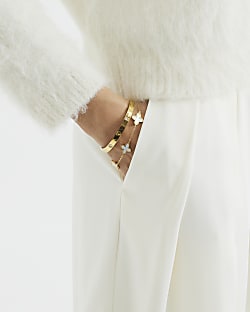 Pack of 2 Gold Bangle Clover Bracelets