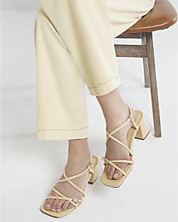 Yellow Strappy Block Heel Sandals