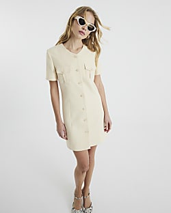 Yellow Pocketed Mini Dress