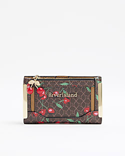 Brown Cherry Monogram Mini Card Holder