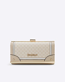 Beige Monogram Clip Top Purse