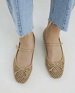 Beige Raffia Ballet Pumps