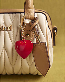 Cream Scrunch Mini Bowler Bag