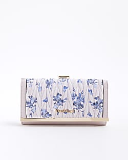 Pink Floral Print Clip Top Purse